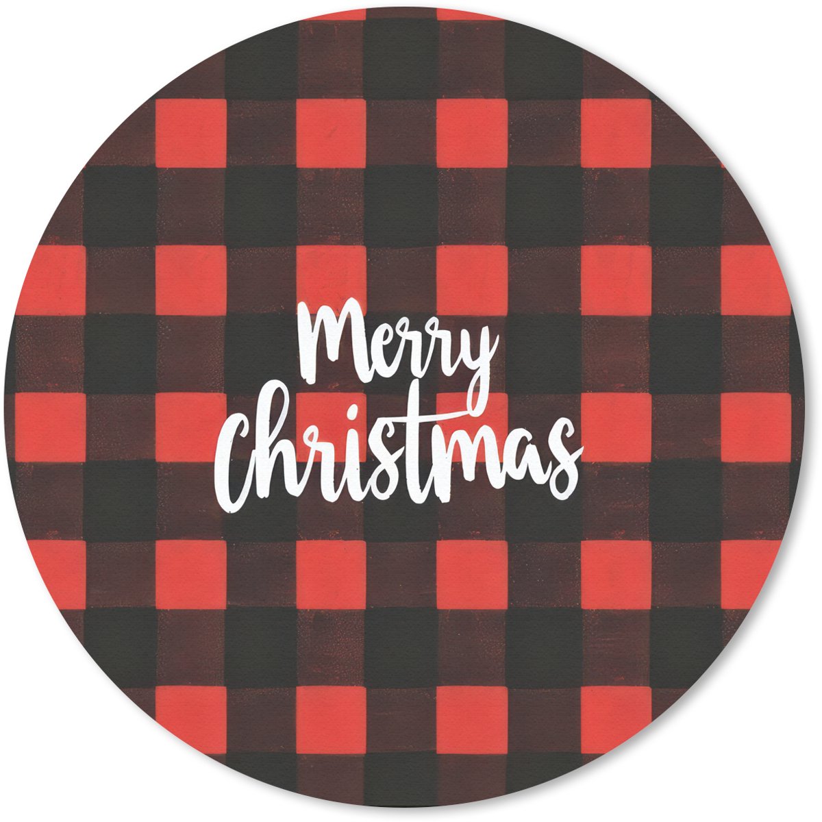 Muismat rond 30x30 cm - Mousepad Geruit - Rood - Tekst - Christmas - Ronde muismatten