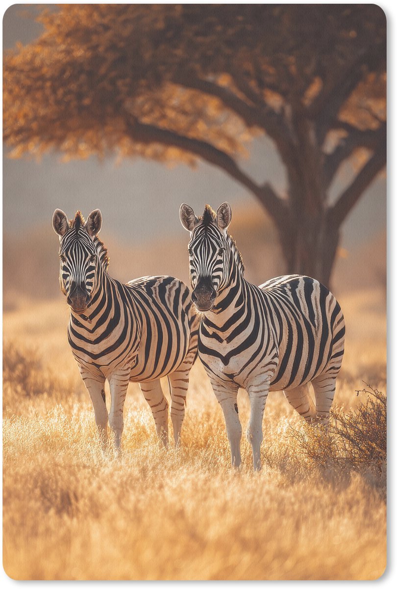 Muismat 18x27 cm - Mousepad Zebra's - Savannelandschap - Gras - Muismatten