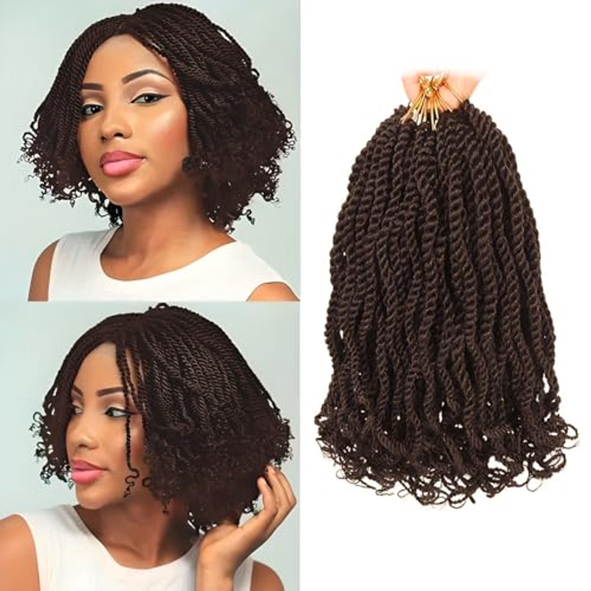 8 Inch Wavy Senegalese Twist Crochet Hair Extensions voor Black Women