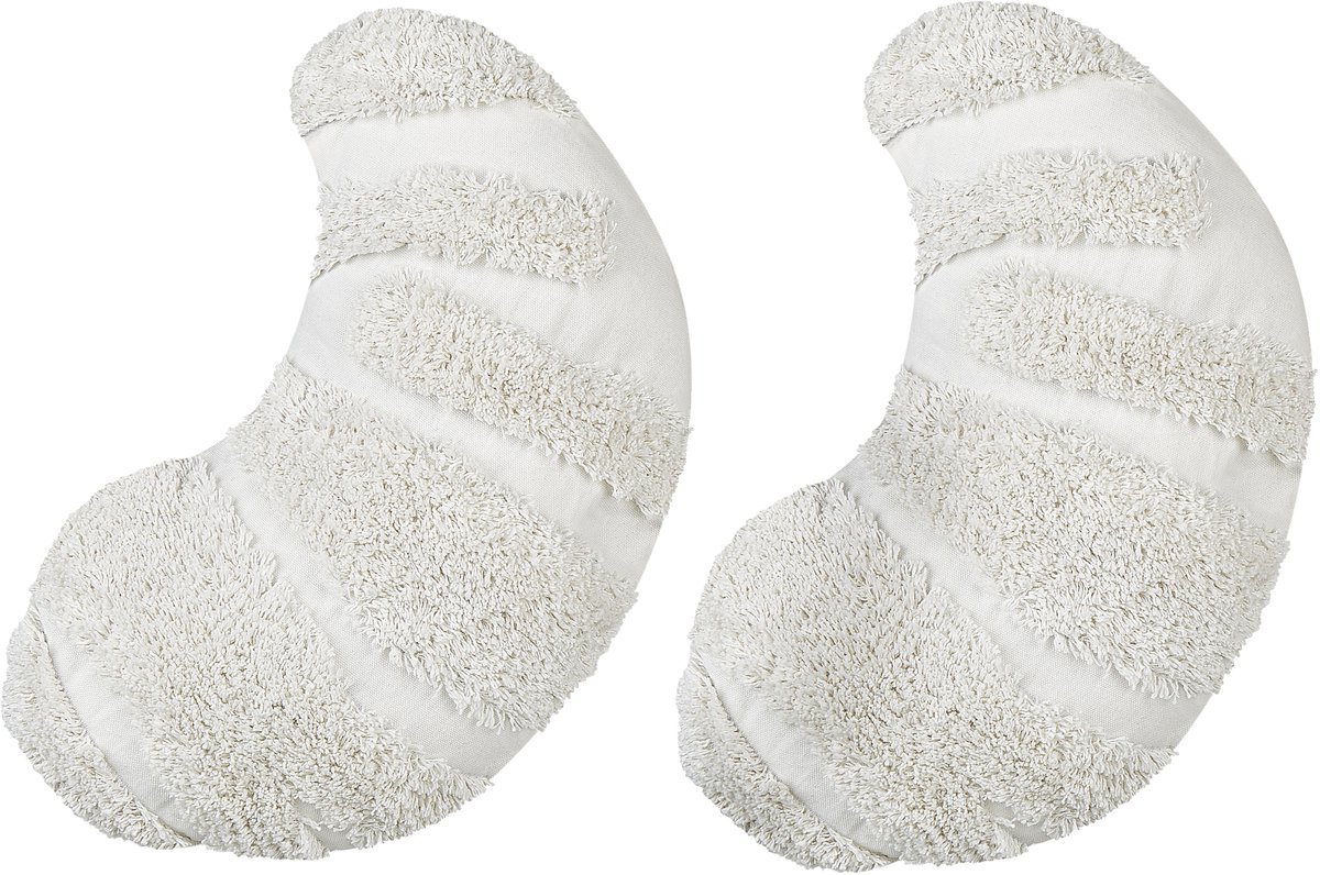 Beliani SNOWDROP - Sierkussen set van 2 - Gebroken wit - 25 x 40 cm - Katoen