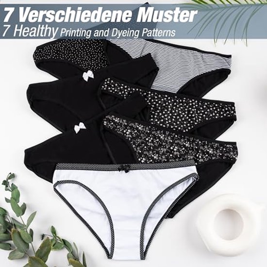LOREZA ® 8 Stuks Bikini Slipje voor Dames Hoge Taille Ondergoed Katoen