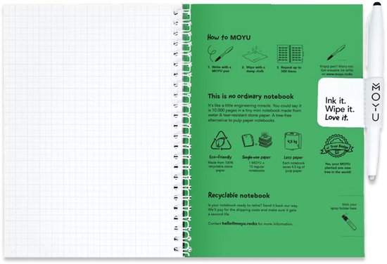 MOYU - Carnet Flashy Moss - Carnet Effaçable A5 Premium