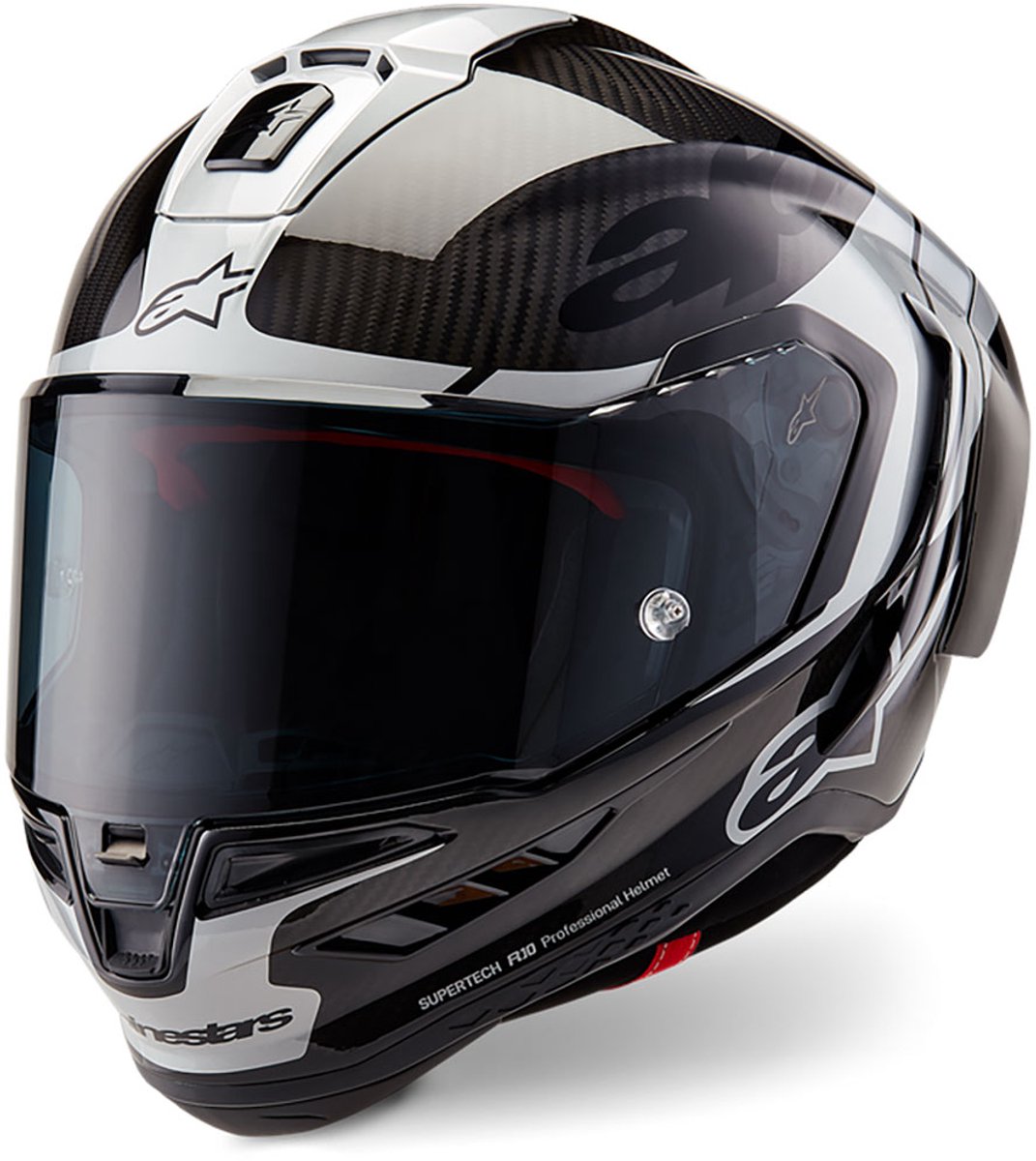 Alpinestars Supertech R10 Element Zwart Carbon Zilver Zwart Glossy Integraalhelm - Helm