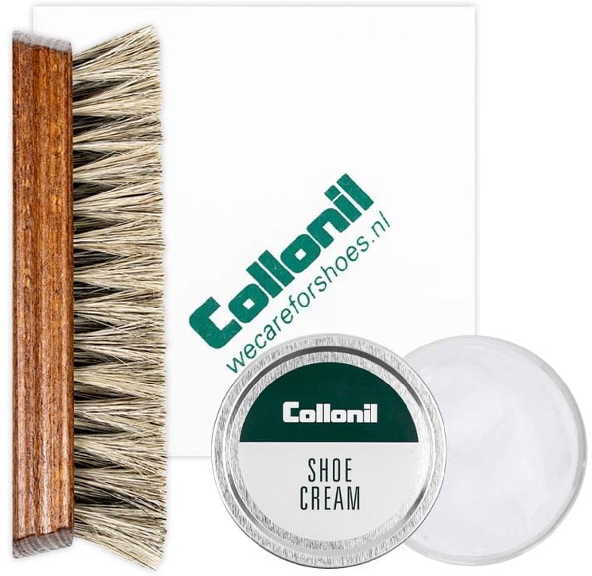 Collonil schoenpoets | Schoenpoets set | Shoe cream | Borstel | Poetsdoek | Kleur: Wit dekkend