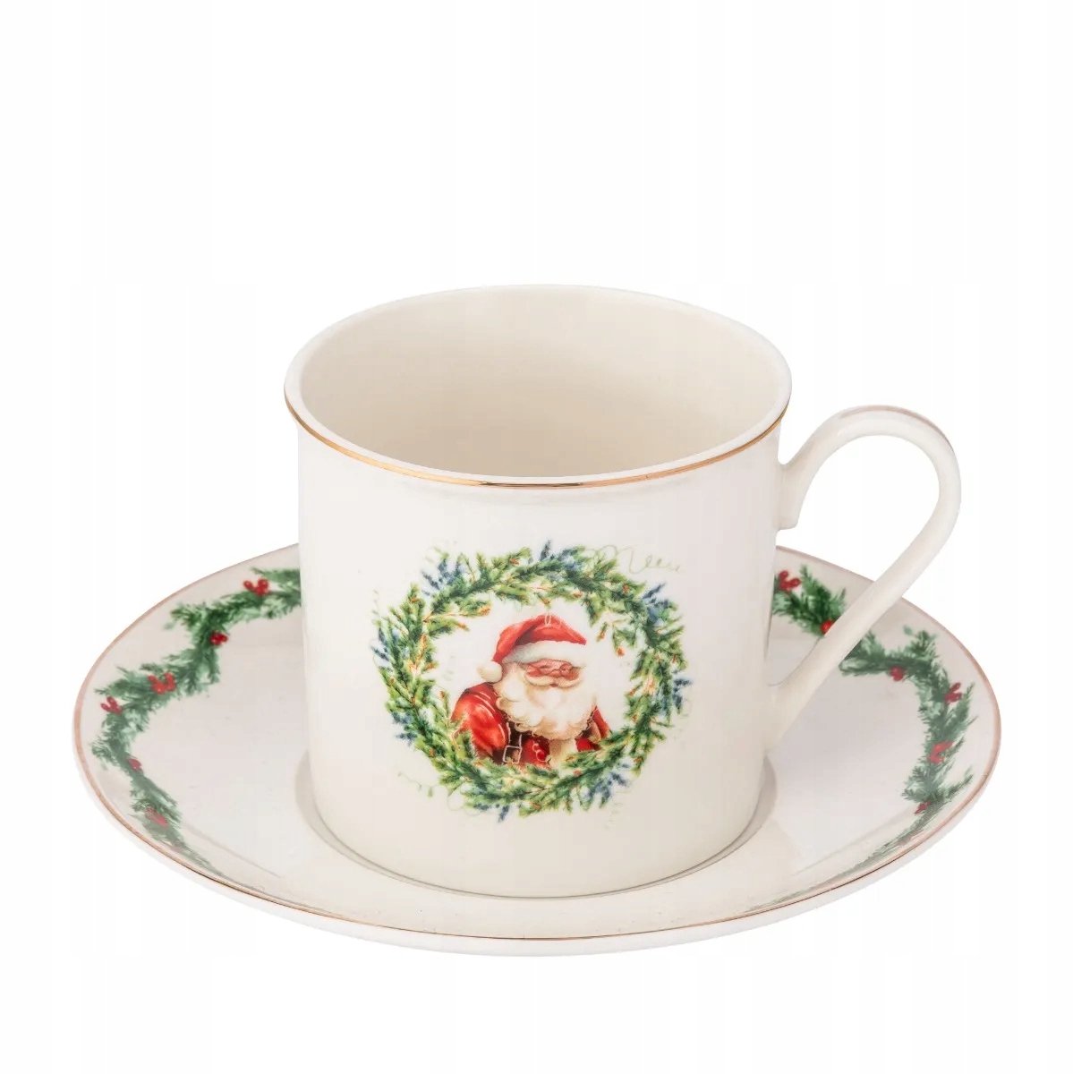 Altom Design Porseleinen Kop & Schotel - Kerstkrans 220ml