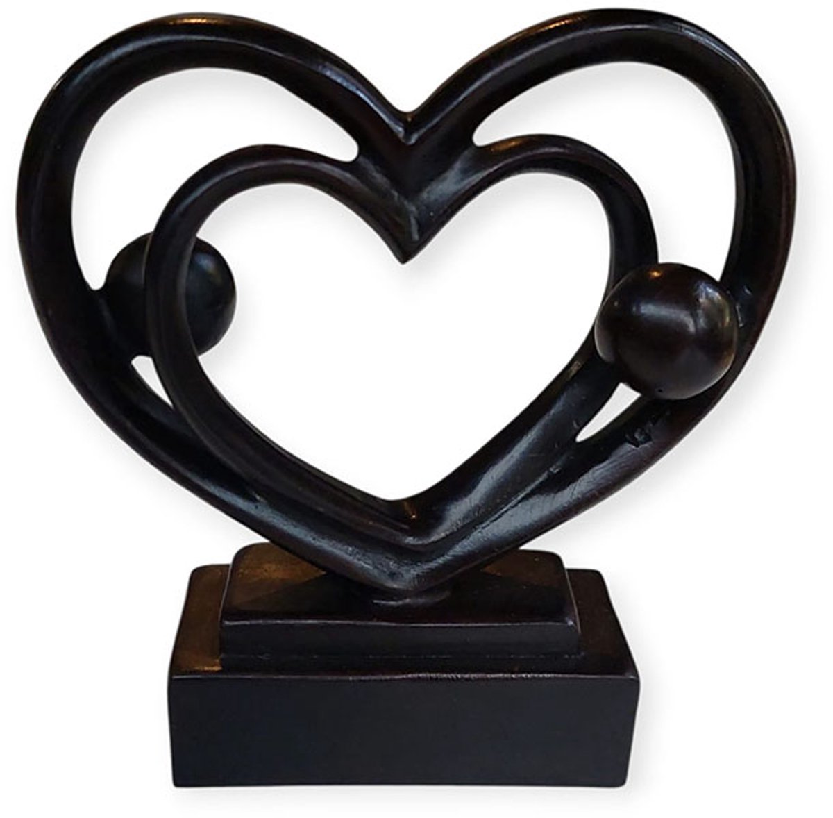 Floz Design beeld hartvorm met 2 figuren - huwelijksgeschenk, vriendschapsbeeld hart - kwaliteit en fairtrade - polystone - 12 cm