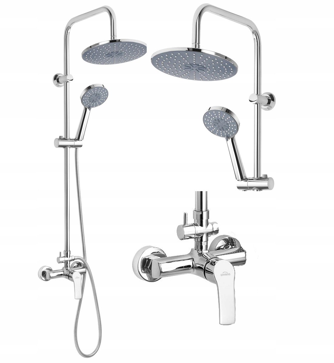 Invena Malta Doucheset met Kran, Chroom - Regen- en Handdouche