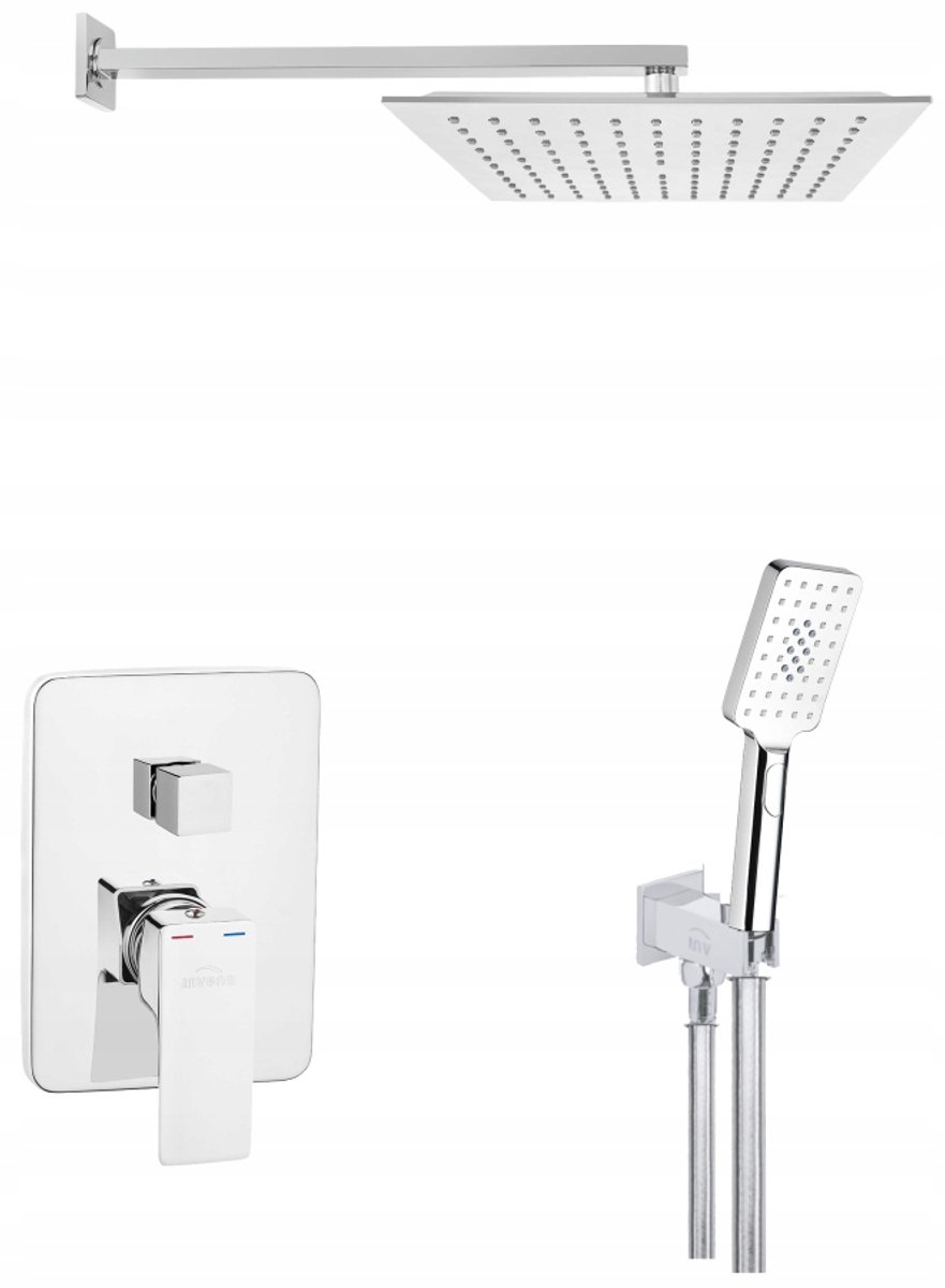 Invena Doucheset Inbouw met Regendouche, Chroom