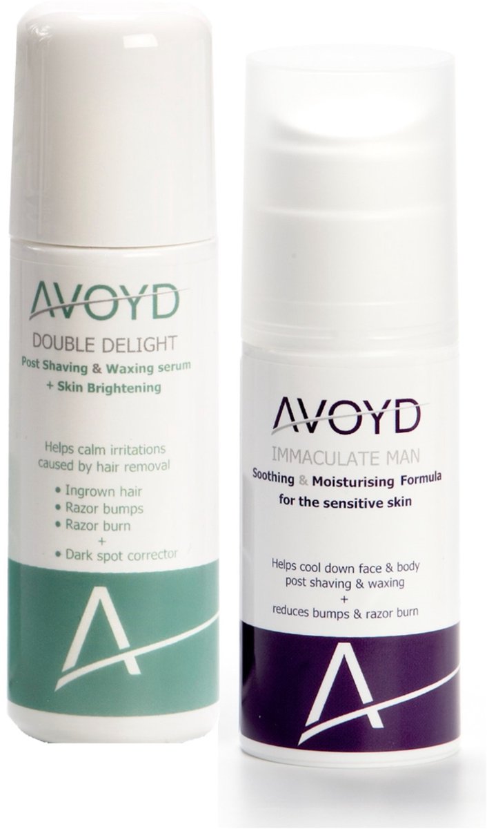 Avoyd Pigmentatiepakket man - Set van 2 producten - Avoyd Double Delight 90ml + Avoyd Immaculate Man 50ml - Voorkomt ingegroeide haartjes, scheerirritatie, scheerbultjes & pigmentatie