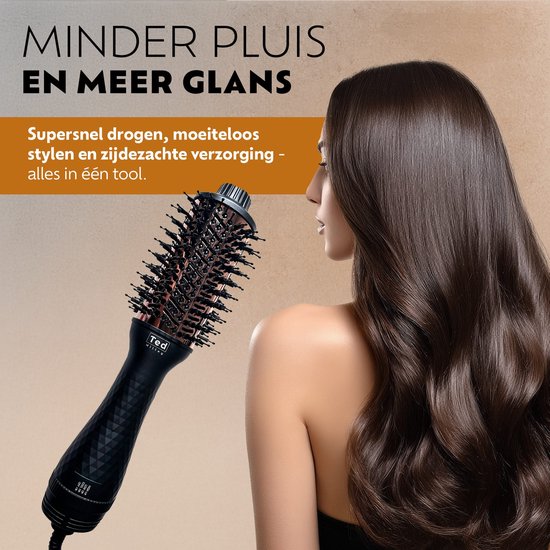 Fohnborstel & Airstyler Titanium - Warmteborstel & Heteluchtborstel - Anti Pluis Haar - Fohnborstel Groot voor (Half) Lang Haar - Beste Fohnborstel 2026 | by Ted Hilley