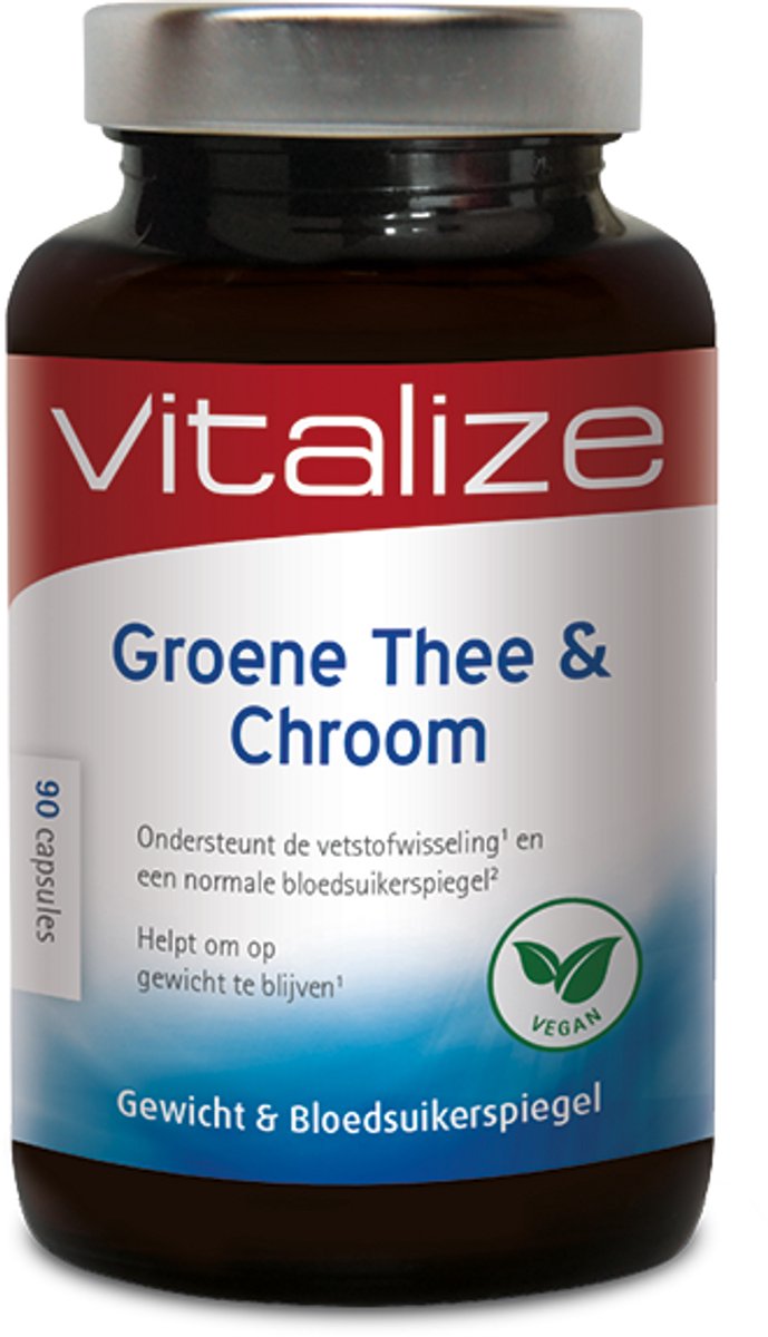 Vitalize Groene Thee & Chroom . Pot 90 capsules | Helpt om op gewicht te blijven - Ondersteunt een normale vetstofwisseling¹*