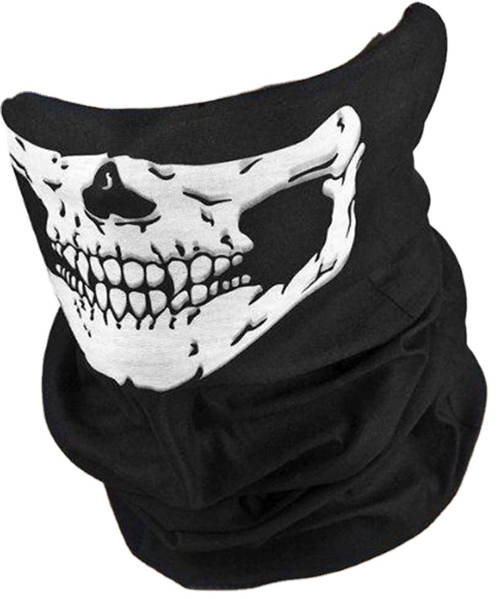 Gezichtsmasker - Balaclava - Schedel/skull - Doodshoofd - Winddicht - Wintermasker - Ski/Motor/Outdoor masker - Mondmasker - Zwart met wit - Jonyx