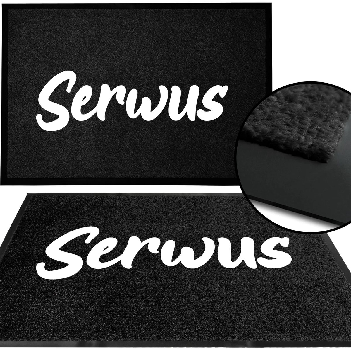Zwarte deurmat 40x60 cm met "SERWUS" tekst - Antislip