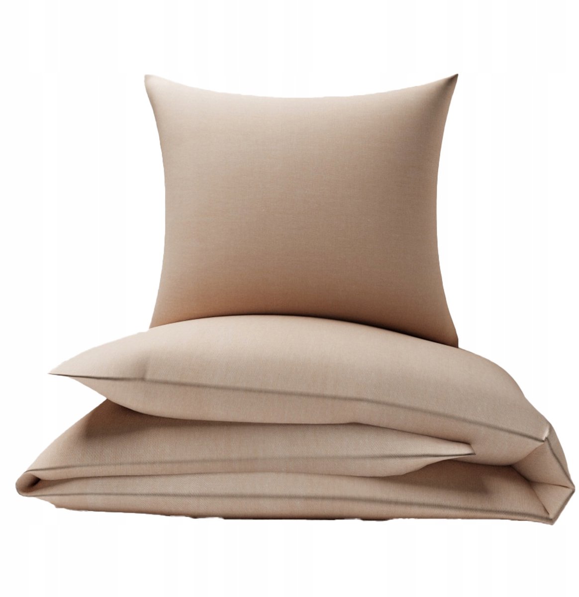 Image of 100% Katoenen Dekbedovertrek Set 100x140cm, Beige, Met Rits
