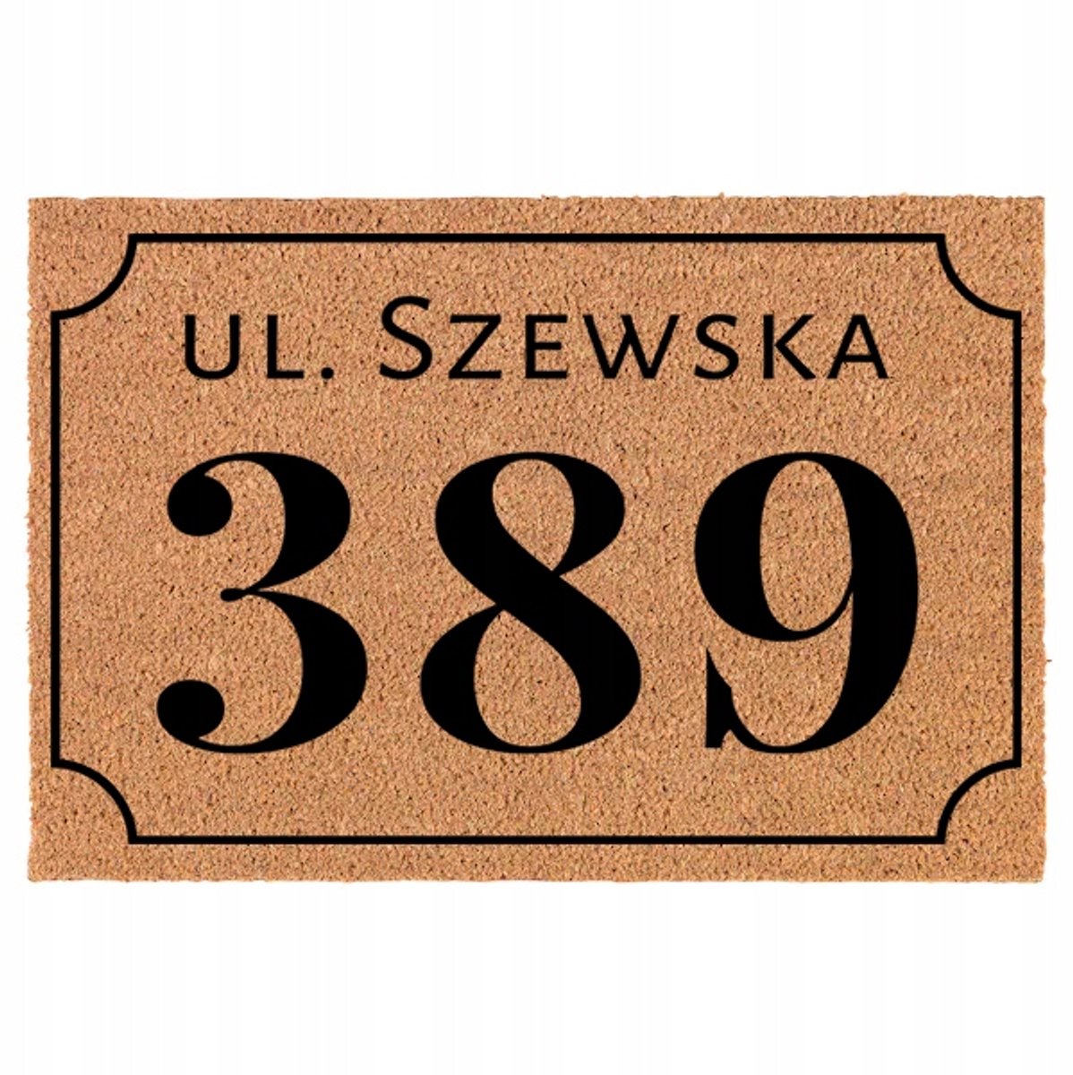 Beige Kokos Woonmat 40x60cm met Huisnummer & Straatnaam