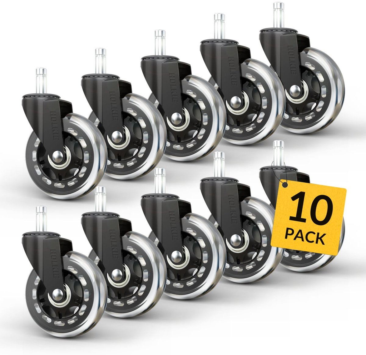 TTLUOKER®Bureaustoel Wieltjes Set van 10 - 11x22mm Transparante Rubber Rolwielen - Stille & Soepele Glijbeweging voor Hardhout en Laminaat