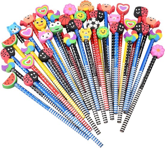 PLULON Lot De 60 Crayons De Noël Et Thanksgiving Avec Gomme - Motifs Citrouille, Feuilles D'automne, Glands - Fournitures Scolaires Festives En Bois