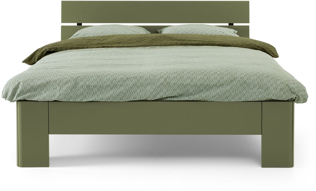 B Bright Bed Fresh met hoofdbord - 180 x 200 cm - rietgroen