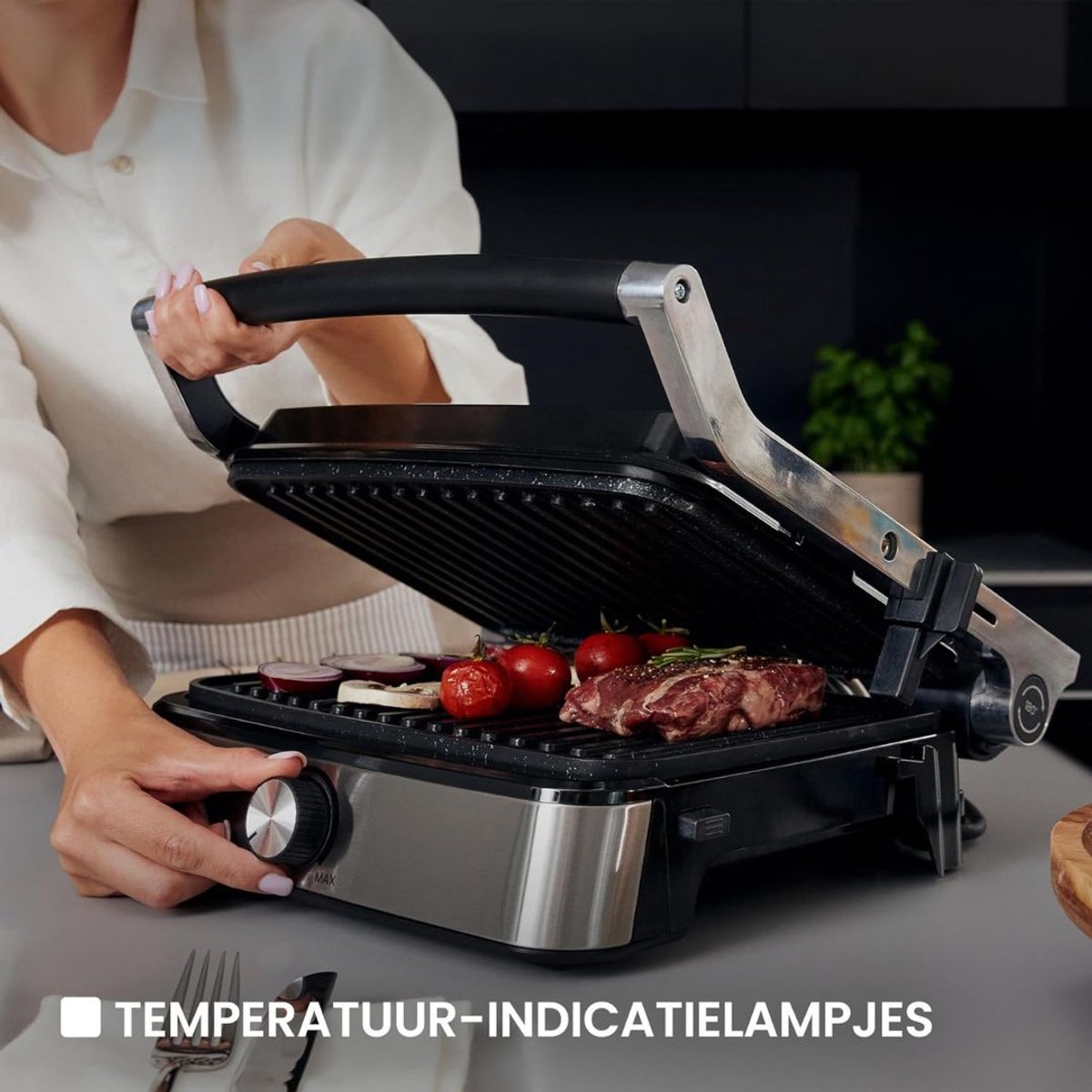 DailySupplies® Contactgrill - Tosti Apparaat - Tosti-ijzers - Panini Grill - Zilver en Zwart thumbnail 5