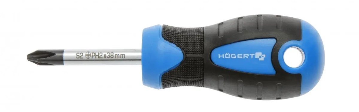HOGERT Schroevendraaier PH2, 38 mm, S2 Staal - Precisie & Duurzaamheid