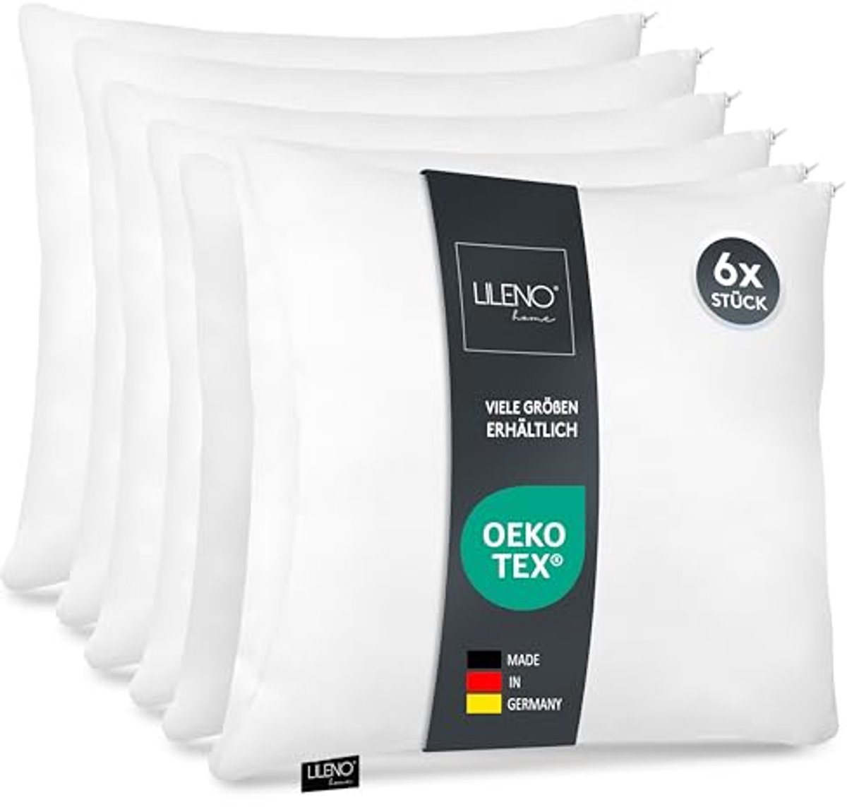 Microvezel kussen set 6 stuks, 45 x 45 cm, wasbaar tot 95 graden, ritssluiting, ideaal voor bed en als decoratiekussen
