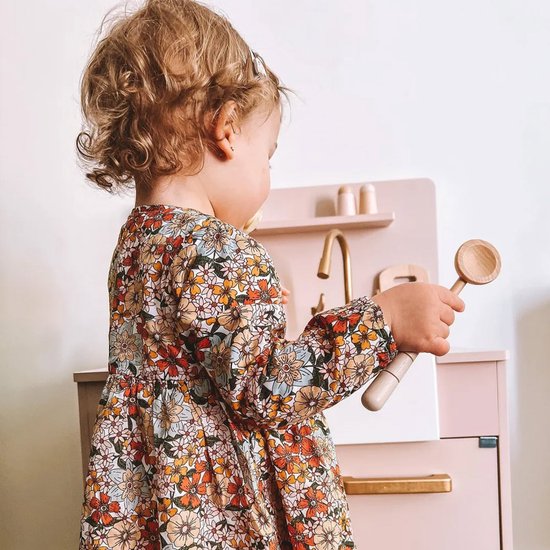 Petite Amélie Speelkeuken Zacht Roze – Kinderkeuken inclusief 7 keukenaccessoires - H 83.5 cm