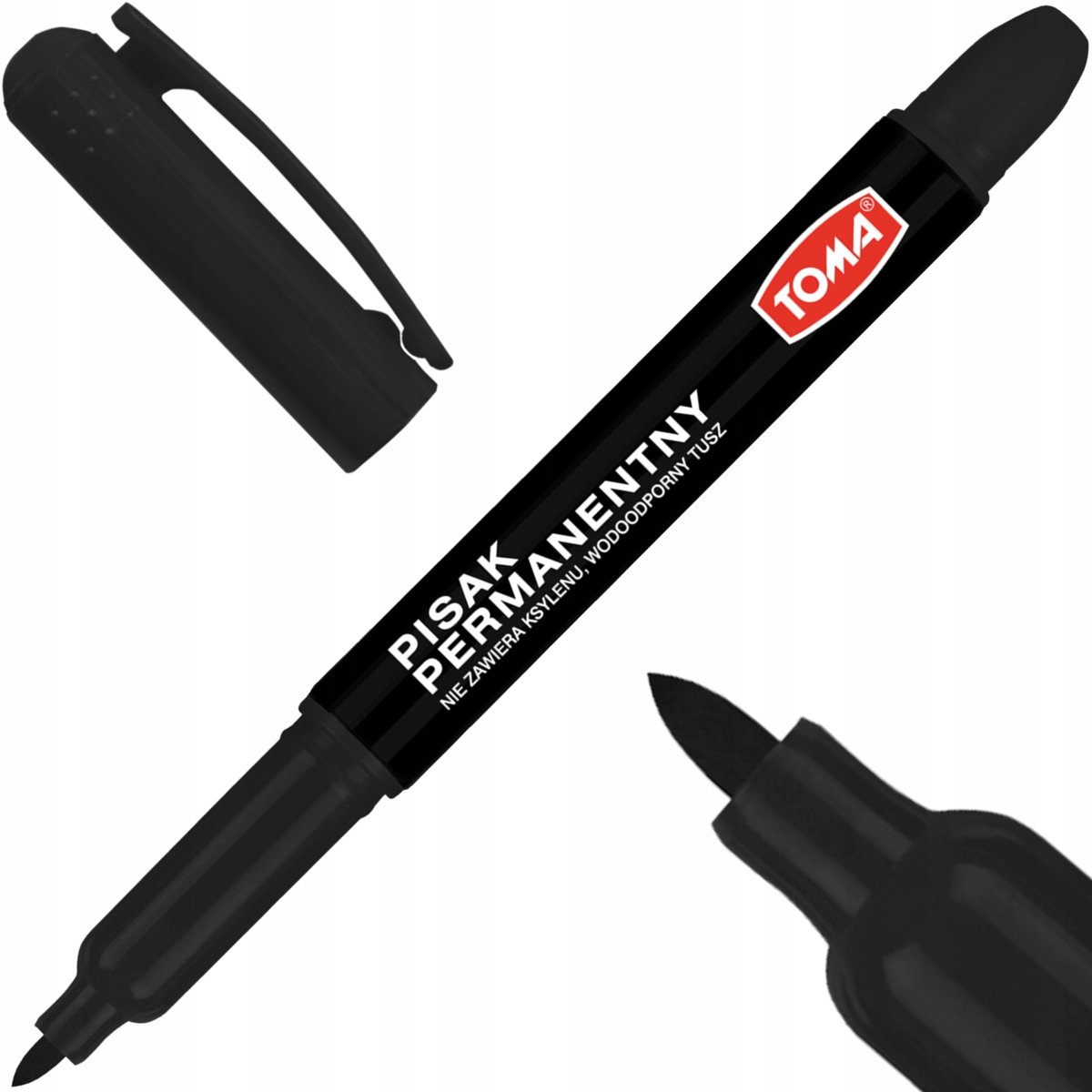 Toma Permanent Marker TO-324 Zwart - 1mm - Droogt Niet Uit Zonder Dop