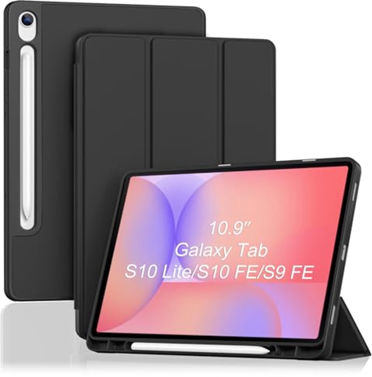 Smart Case voor Galaxy Tab S10 Lite/S10 FE/S9 FE 10.9" - Soft TPU Achterkant met S Pen Houder en Driehoekige Stand