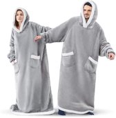 CALIYO Fleece Deken - Hoodie Deken - Blanket met Mouwen en Capuchon – Dames & Heren - Sherpa Fleece – TV Deken - Bank Deken - 200 x 150cm - Grijs