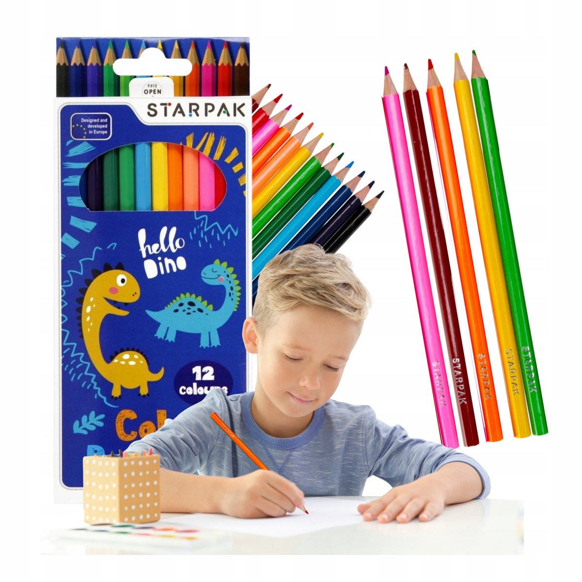 STARPAK Monster Kleurpotloden 12 Stuks - Levendige Kleuren voor Kinderen