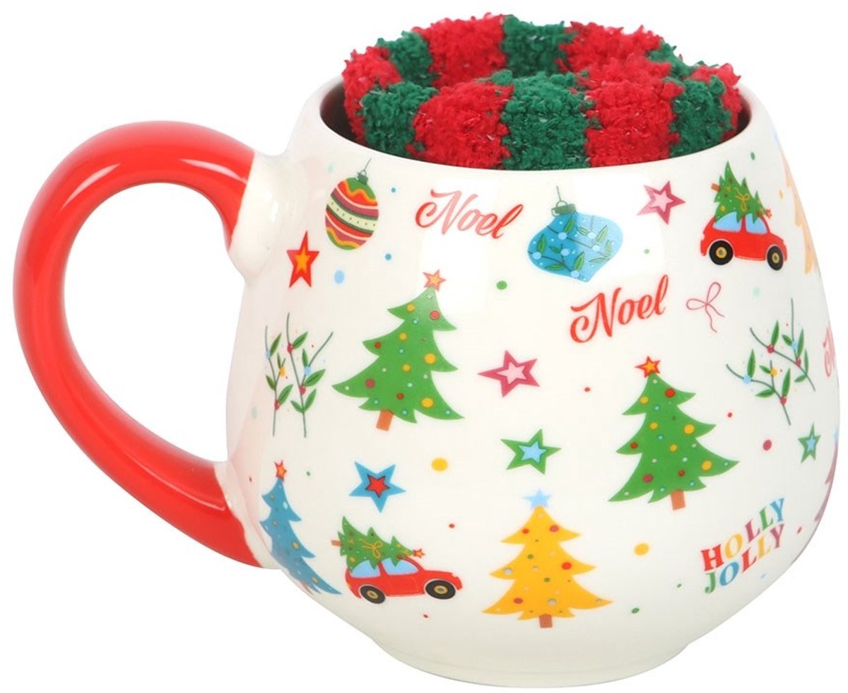Something Different - Nostalgic Christmas Print Beker & Sokken Set - Multicolours