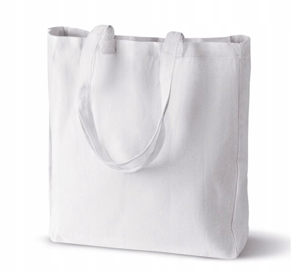 Wit katoenen tas 42x8x40 cm, 145g, lange hengsels - boodschappen, sport