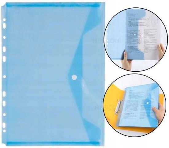 Transparante Blauwe A4 Map met Sluiting voor Ordner