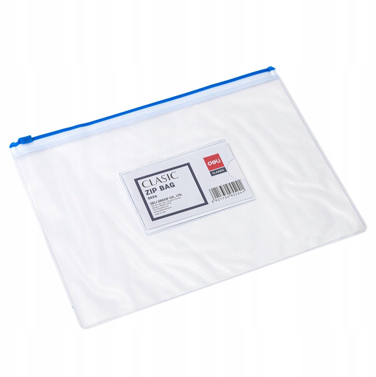 Deli A5 Kaart met Rits - Transparant Blauw - Horizontaal