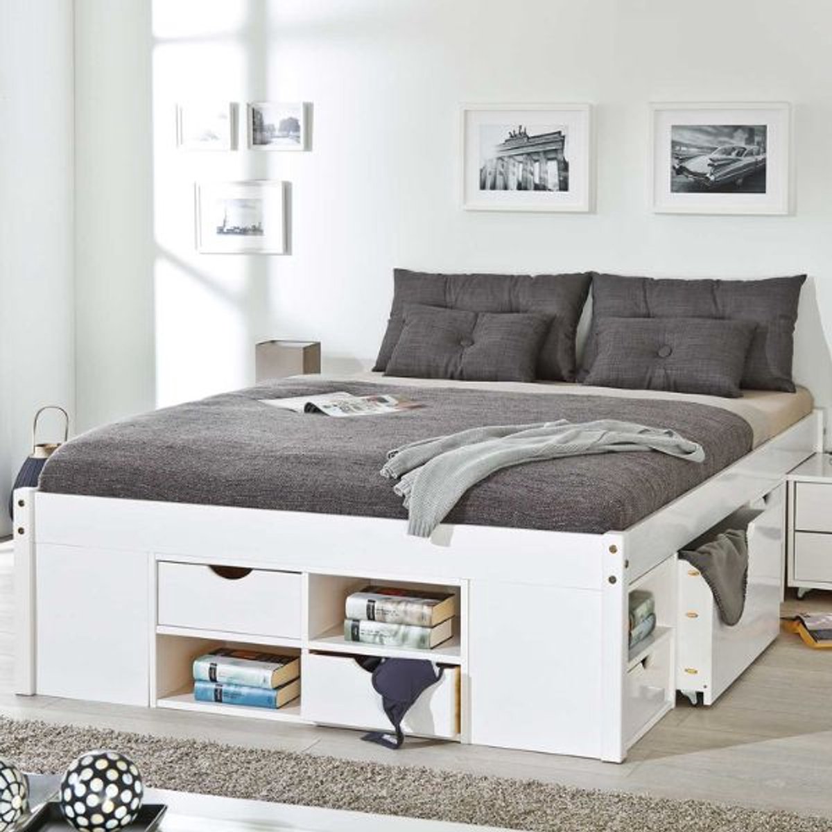 Interlink Wit bed tweepersoonsbed met royale bergruimte 180 x 200