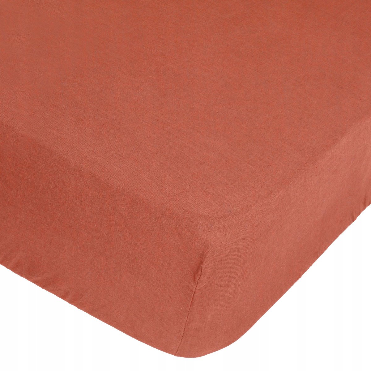 Linnen Hoeslaken met Elastiek - 160x200 cm - Terracotta