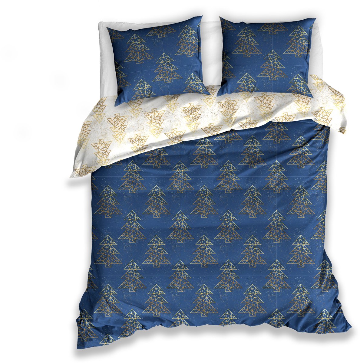 Kerst katonen beddengoedset 160x200 cm met 2 kussenslopen