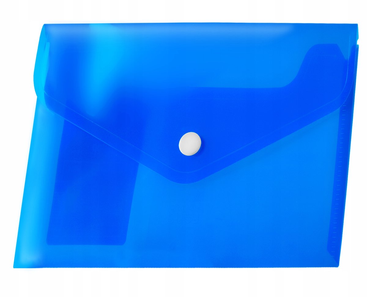 Tetis Blauwe A4 Plastic Kaart met Drukknoopsluiting
