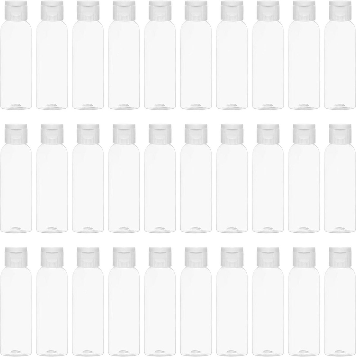 Image of 30-Pack Hervulbare Plastic Flessen 60ml - Lege Knijp Cosmetische Flessen voor Reizen - Toner, Lotion, Conditioner