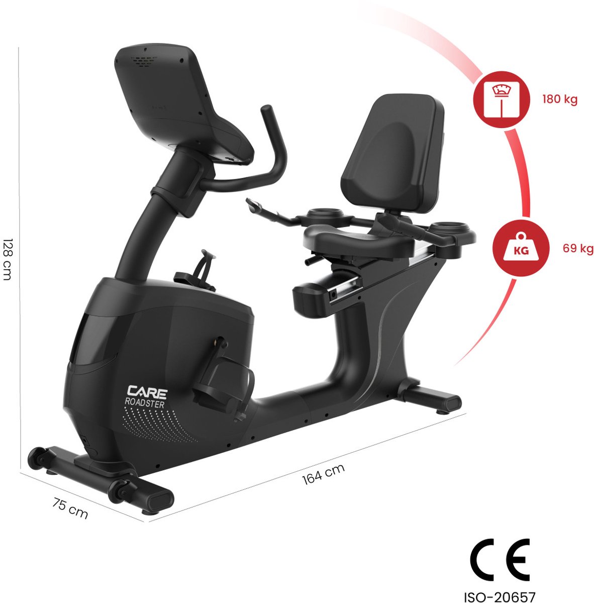 Semi-ligfiets ROADSTER LED zelfvoorzienend - CARE -