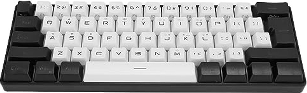 Toetsenbord Mini 60% Klein Gamingtoetsenbord, RGB-achtergrondverlichting 61 Toetsen, Ergonomisch Mechanisch Gevoel Bedraad Gamingtoetsenbord voor Gamen en Werken (WHITE)