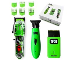 TPOB Slime 2 Kapper Tondeuses Trimmer Scheerapparaat Set voor Mannen met Mat Groen Case en X Fade Blade