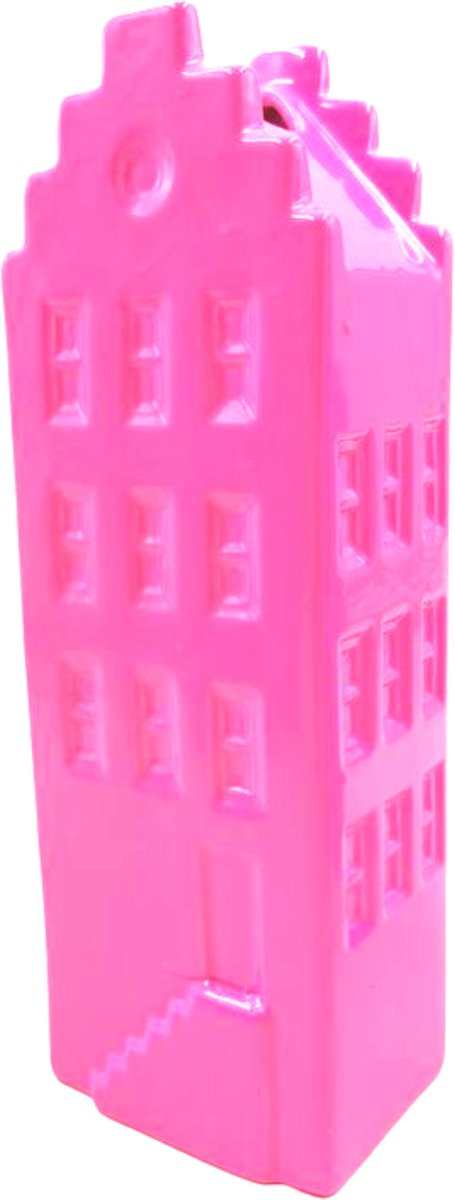 Housevitamin - Bloemenvaas - Huis Vaas - Keramiek -Fluor Roze - 6x5,5x18 cm