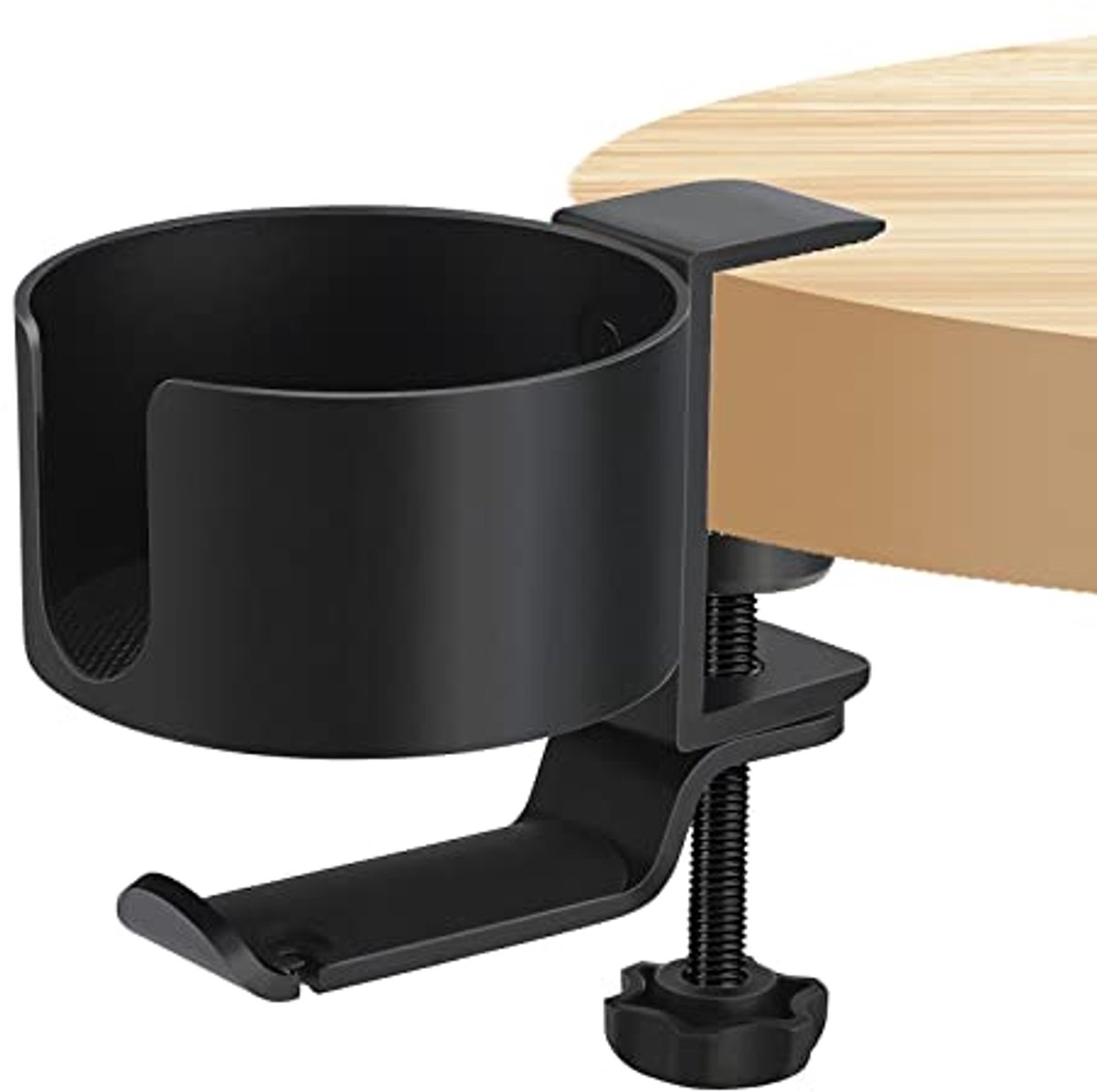 Hoofdtelefoonhouder met Bekerhouder – 360° Rotatie, Aluminium, Eenvoudige Installatie – Ideaal voor Bureau en Gamingtafel