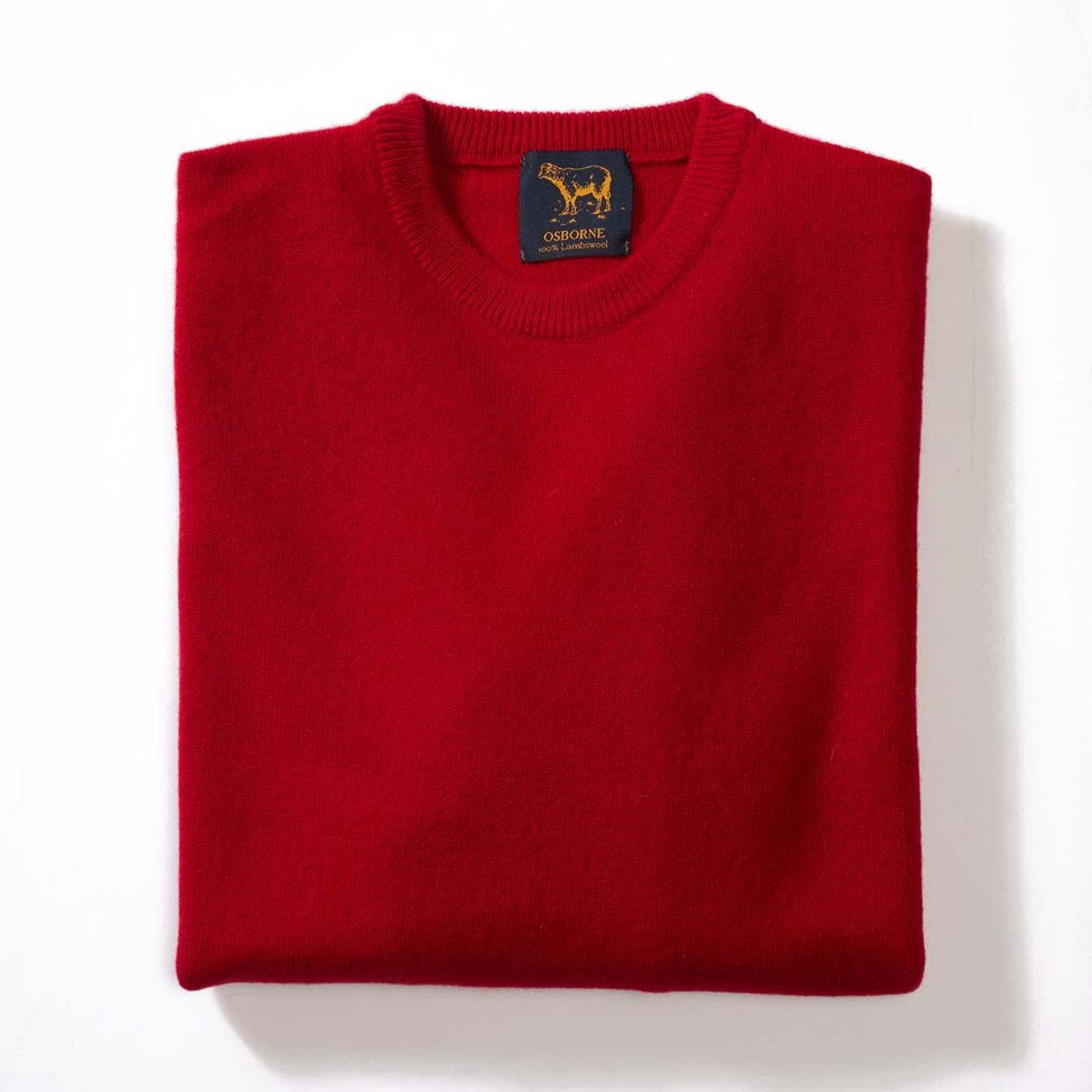 Osborne Knitwear Trui met ronde hals - Sweater heren in Lamswol - Pullover Heren - Dubonnet - XL