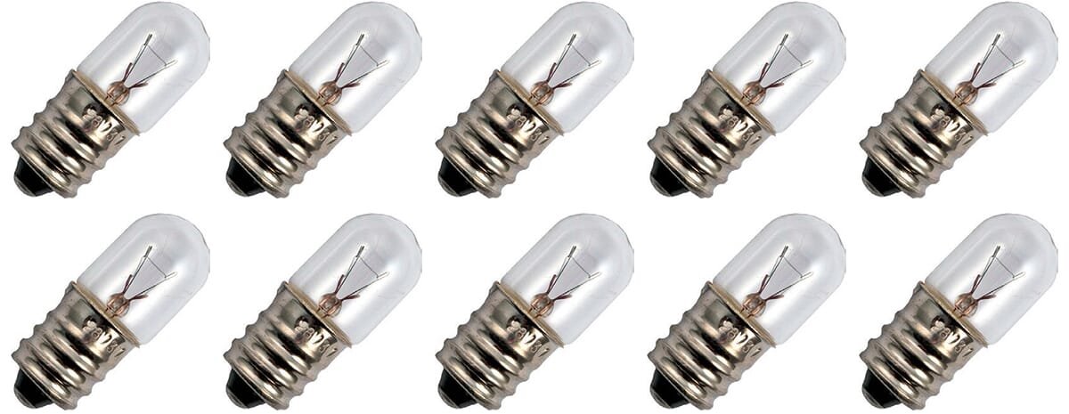 Signaallamp E12 30V 5W - 166 mAh - 10 stuks - T13 Gloeilamp Ø13mm - 33mm - 2500K - Dimbaar