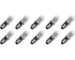 Signaallamp E10 12V 1.44W - 120 mAh - 10 stuks - T10 Gloeilamp Ø10mm - 28mm - 2500K - Dimbaar