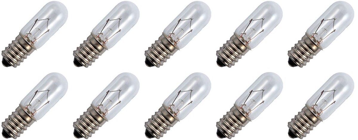 Signaallamp E14 12V 10W - 833 mAh - 10 stuks - T16 Gloeilamp Ø16mm - 54mm - 2500K - Dimbaar