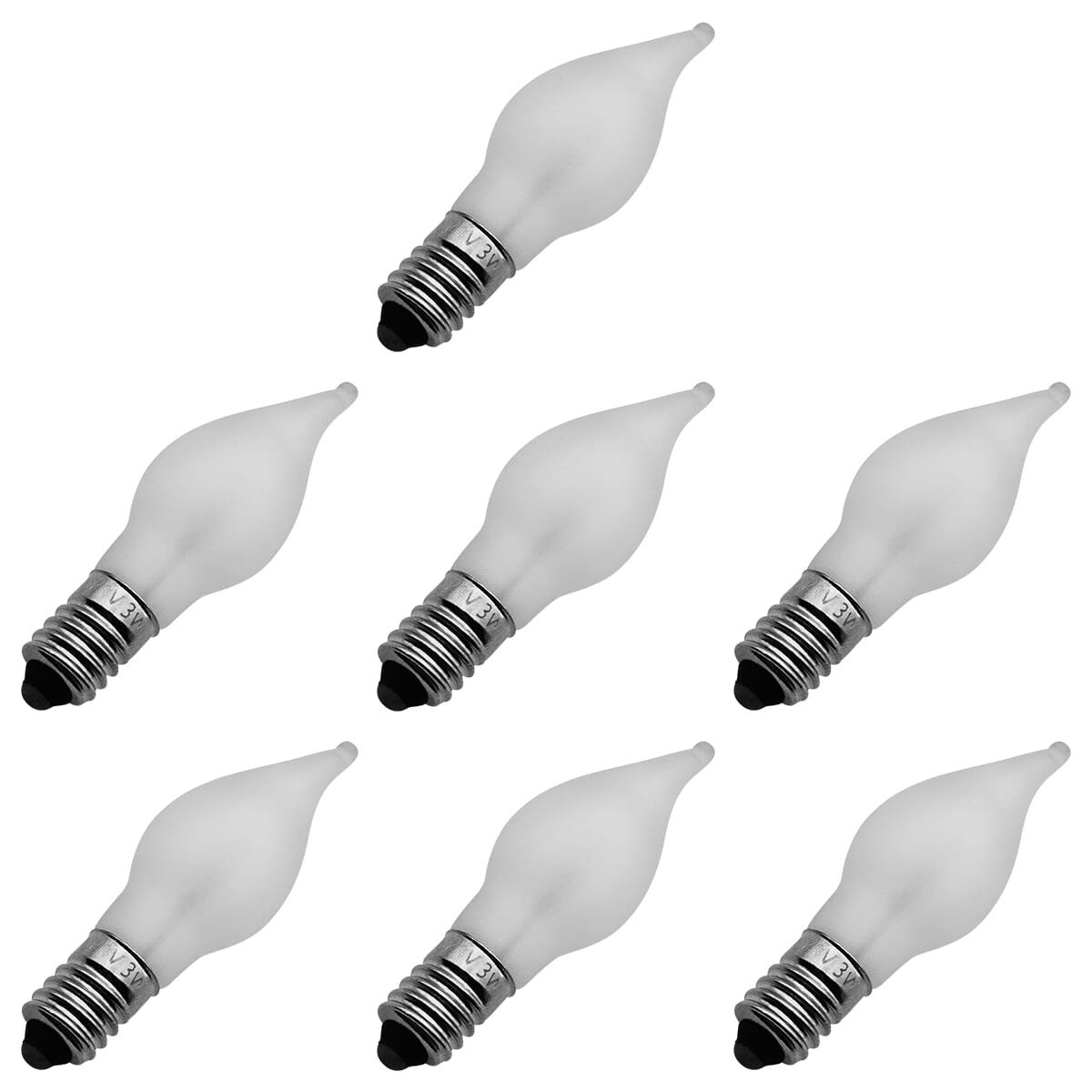 Reserve Kerstlampjes E10 - 7 stuks - Wolfraam - 24V/3W - Warm Wit Licht - 2200K - 13 Lumen - Dimbaar - Mat - Klassiek model