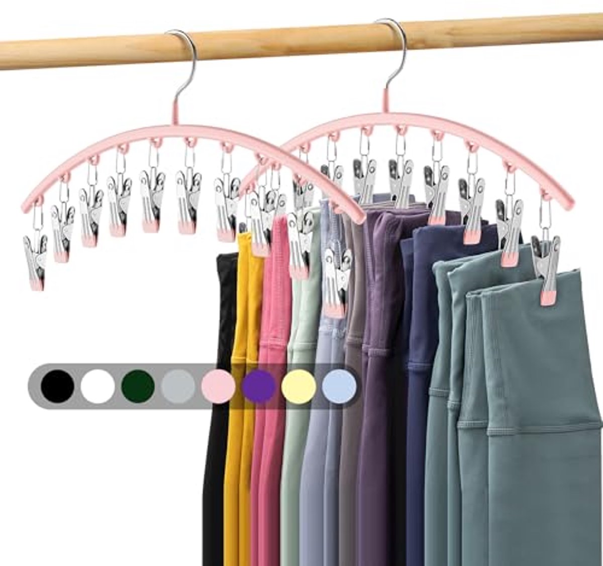 Legging Organizer 2 Pack met Clips - Ruimtebesparende Kast Hanger voor 20 Leggings